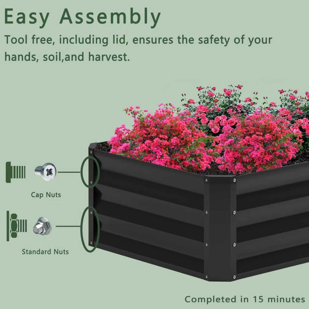 2PCS 8x2x1FT Galvanized Raised Garden Bed,Planter Raised Beds